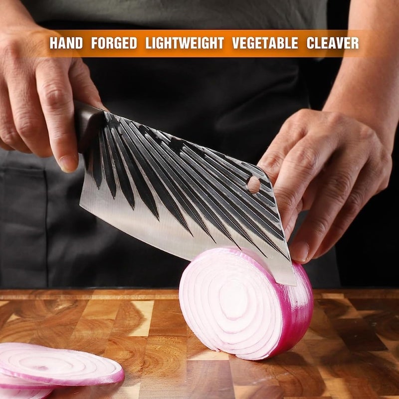 Nathgra سكين شيف مطبخ ناثغرا من الفولاذ المقاوم للصدأ سكين تقطيع صيني بمقبض بلاستيكي غير قابل للانزلاق لتقطيع اللحم والأسماك والخضروات للمطابخ والمطاعم باللون الأسود - Image 3