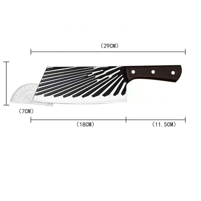 Nathgra سكين شيف مطبخ ناثغرا من الفولاذ المقاوم للصدأ سكين تقطيع صيني بمقبض بلاستيكي غير قابل للانزلاق لتقطيع اللحم والأسماك والخضروات للمطابخ والمطاعم باللون الأسود - Image 5