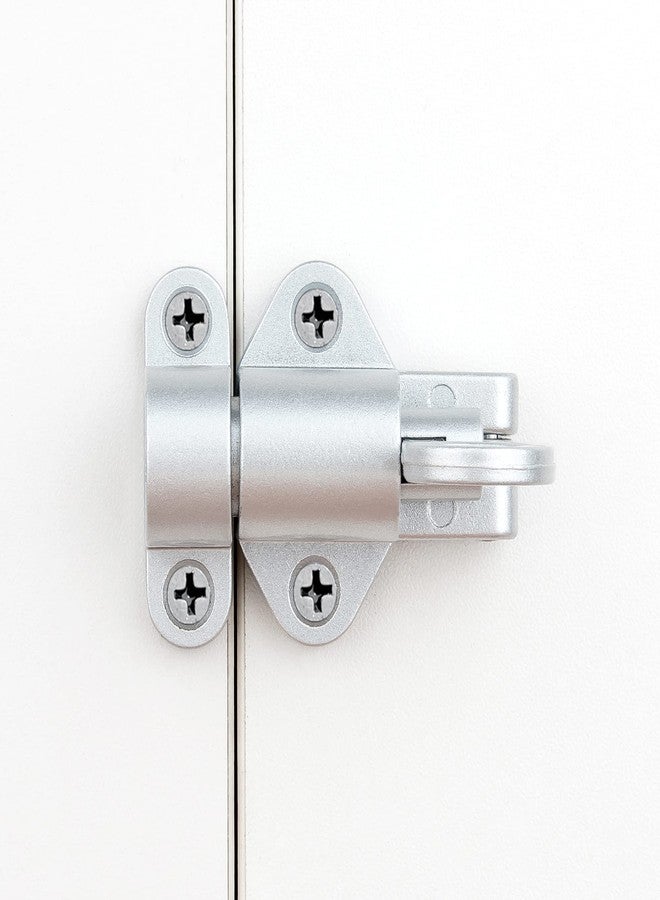 INIRET 2 Packs Self-Closing Latches，Silver Gray Spring Door Lock，Resilient Bolt Latch Aluminum Alloy Safety Automatic Spring Barrel Slide Door Lock with Screws,Used for Gate,Window and Cabinet etc - Image 4
