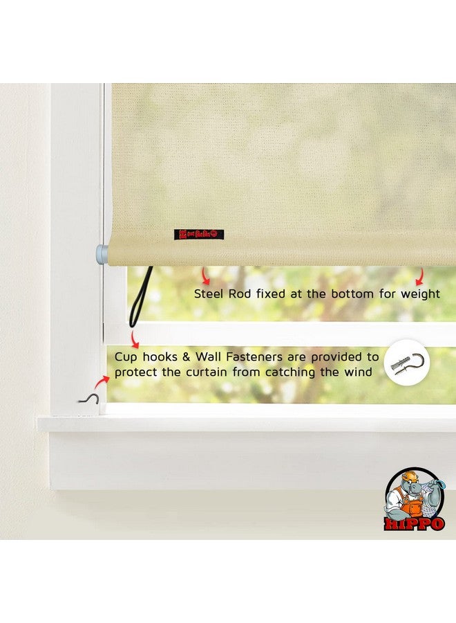 HIPPO 180 GSM HDPE Outdoor Balcony Roller Blind, UV & Dust Protection Corded Roll Up and Down Light Filtering Blinds for Garden (Ivory, 4FTX7FT) - Image 4