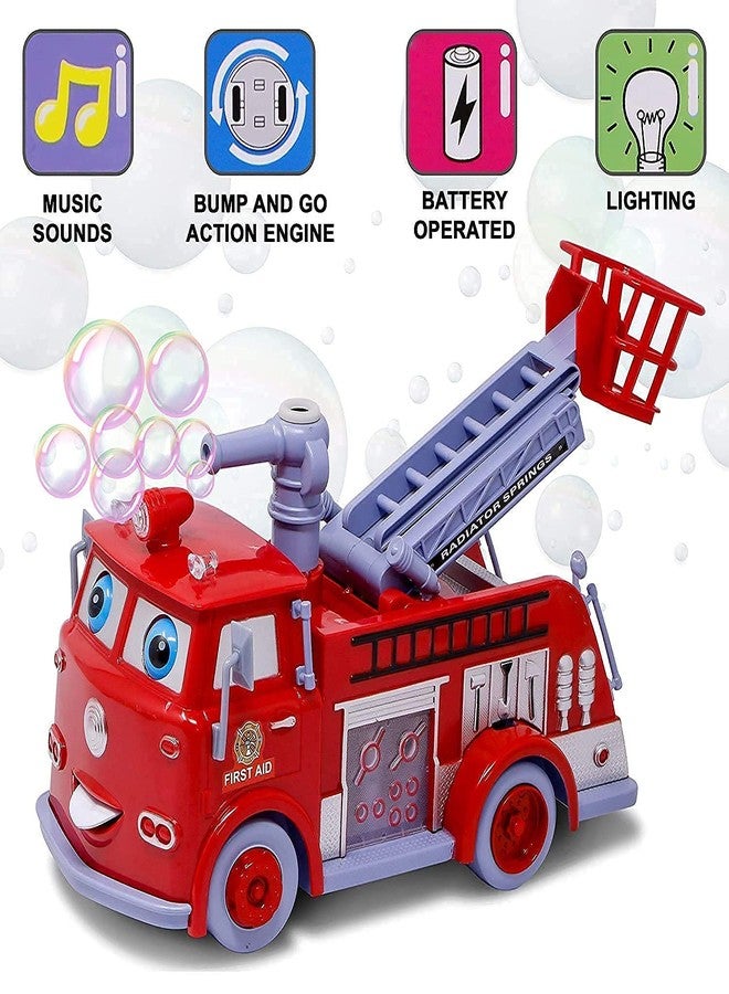 TOYVELLY لعبة شاحنة إطفاء وإنقاذ من الحرائق من TOYVELLY، مزودة بمضخة فقاعات وألعاب للأطفال، شاحنة إنقاذ من الحرائق مزودة بضوء وصوت للطوارئ وسلم قابل للتعديل - Image 4