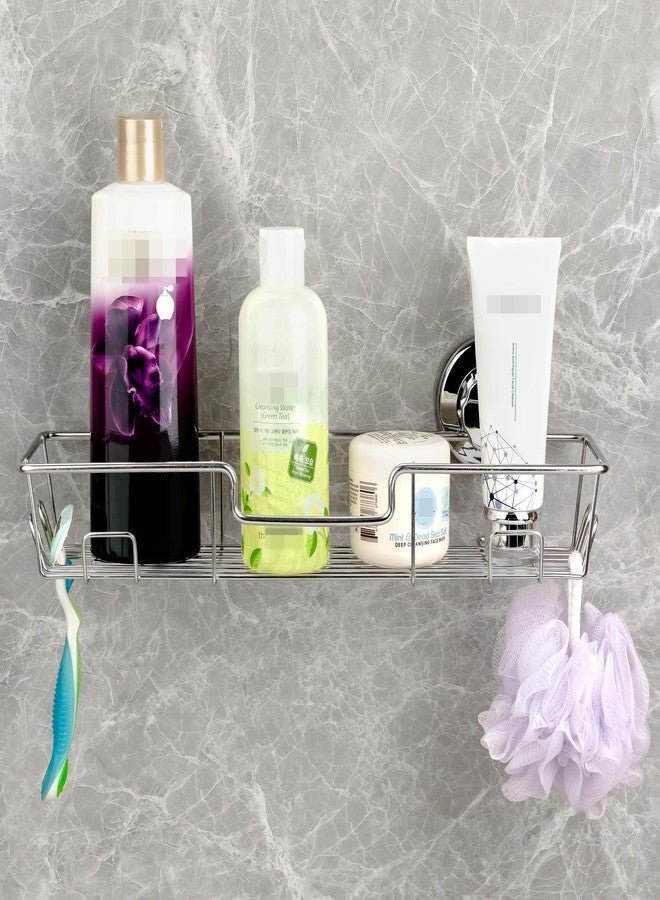 iPEGTOP Strong Suction Cup Shower Caddy Bath Shelf Storage with 4 Side Hooks, Combo Organizer Basket for Shampoo, Conditioner, Soap, Razor Bathroom Accessories, Chrome, 2 Count - Image 2