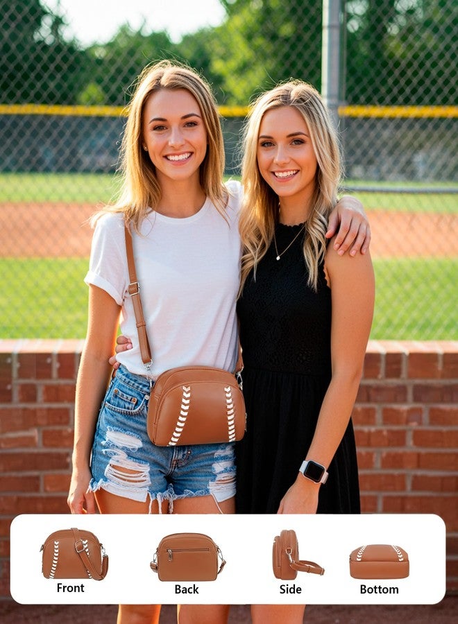 NGIL Sport Theme Crossbody Purse Vegan Leather Shoulder Bag for Women, Functional Handbag with Adjustable Strap for Game Day (Football Brown) - Image 2