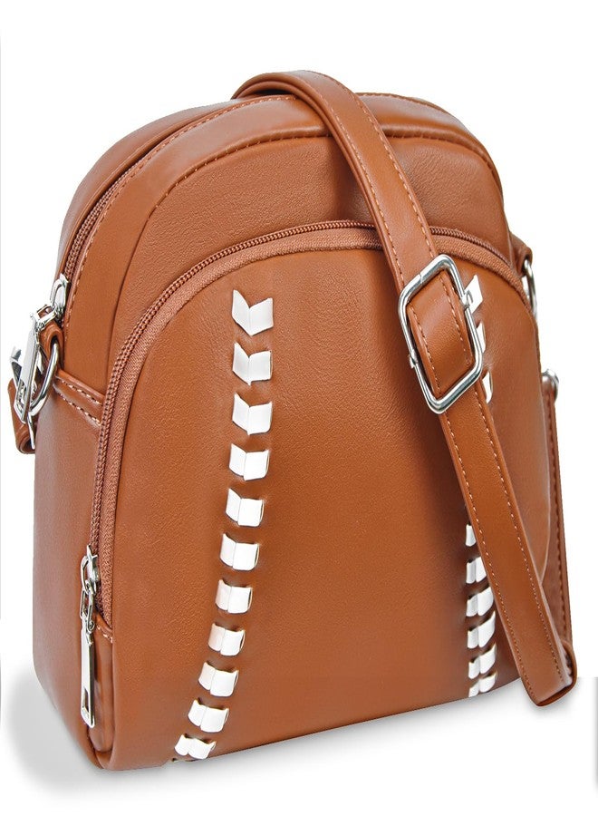 NGIL Sport Theme Crossbody Purse Vegan Leather Shoulder Bag for Women, Functional Handbag with Adjustable Strap for Game Day (Football Brown) - Image 1