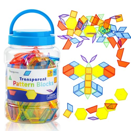 Odoorgames 140 Pcs Translucent Pattern Blocks Educational Light Table Manipulatives and Accessories Fun and Engaging Geometric Shapes - Image 1