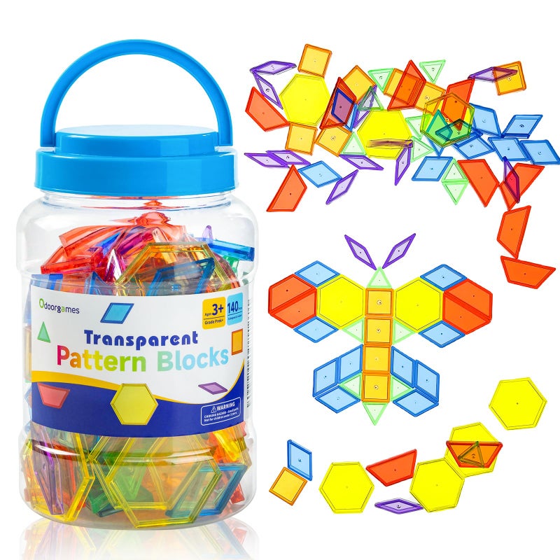 Odoorgames 140 Pcs Translucent Pattern Blocks Educational Light Table Manipulatives and Accessories Fun and Engaging Geometric Shapes - Image 4