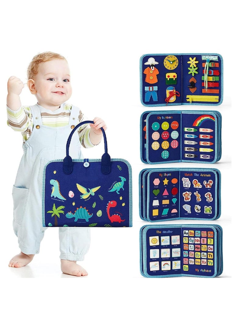 Rightsure Busy Board Montessori Toy, Felt Learning Board, Eight-Sided Educational Activity Development Sensory Board for Fine Basic Dressing Motor Skills, Airplane Travel Toy, Preschool Early Learning  - Image 1
