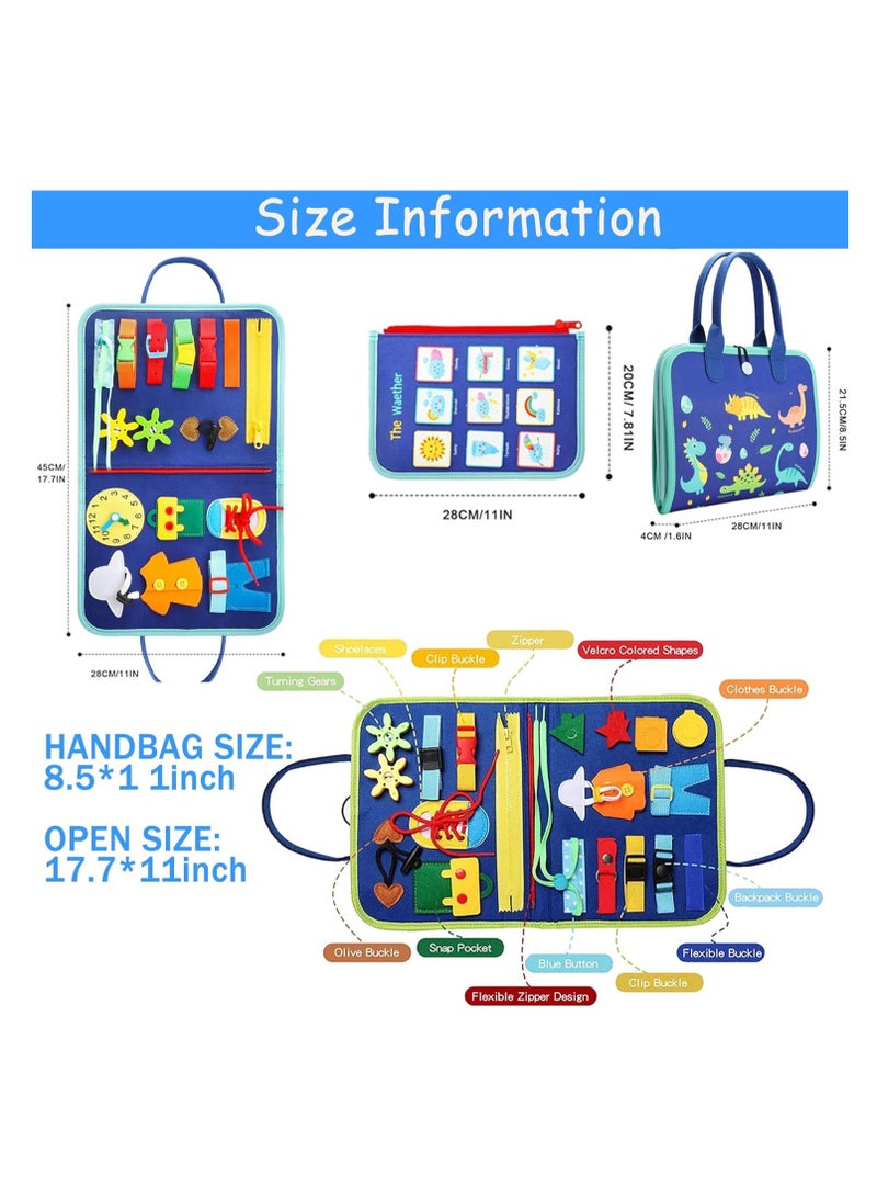 Rightsure Busy Board Montessori Toy, Felt Learning Board, Eight-Sided Educational Activity Development Sensory Board for Fine Basic Dressing Motor Skills, Airplane Travel Toy, Preschool Early Learning  - Image 2