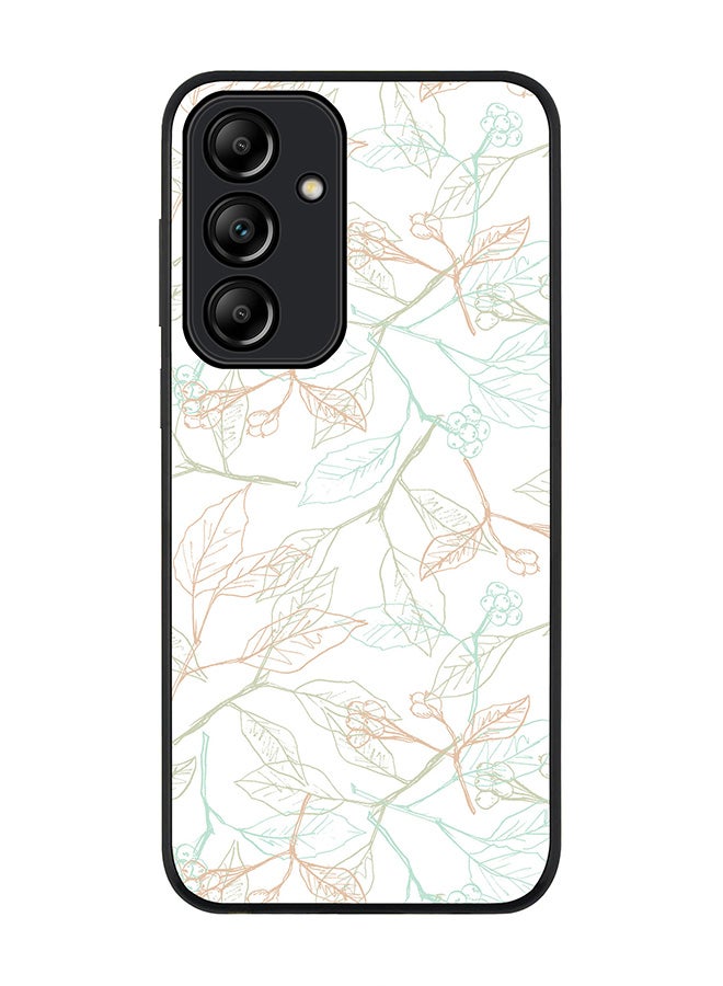 Stylizedd Rugged Black Edge Case for Samsung Galaxy A35, Slim fit Soft Case Flexible Rubber Edges Anti Drop TPU Gel Thin Cover -  Delicate Sprigs - Image 1