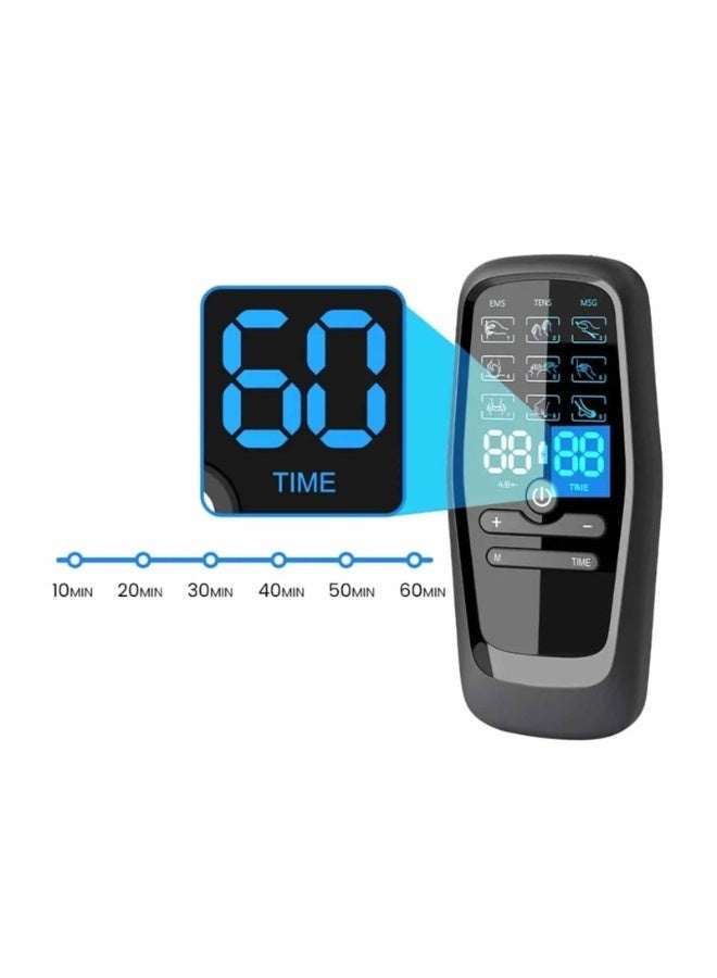 WALALLA Dual-channel Physiotherapy Instrument Low Frequency Electronic Muscle Stimulation Massager, 9 Modes of Electric Massage, with 8 Electrode Patches to Relieve Muscle Soreness Joint Pain,Black - Image 5
