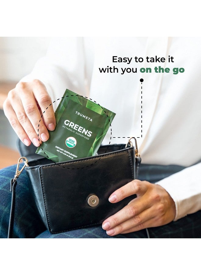 TRUMETA Greens Powder Travel Packs - 14 Servings for Memory, Digestion I Best Taste Super Greens Powder with Organic Spirulina, Goji, Beetroot, Pomegranate I Vegan, Non-GMO - Image 3