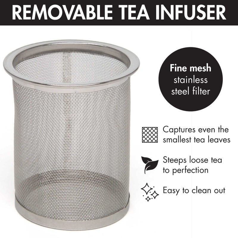 Primula Half Moon Teapot Set with 4 Tea Cups, Removable Stainless Steel Filter and Infuser, Glass Tea Maker, Filter, Dishwasher Safe, 40-Ounce, Tea Gift Set, Tea Set for Service of 4 Adults - Image 5