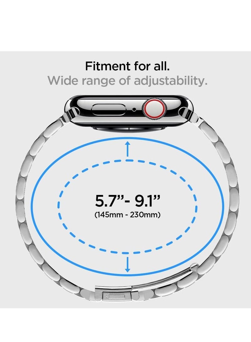 Phone Planet Modern Fit designed For Apple Watch Band for Apple Watch Ultra (49mm), Series 8/7 (45mm), Series SE2/6/SE/5/4 (44mm) and Series 3/2/1 (42mm) Metal Strap - Silver - Image 4