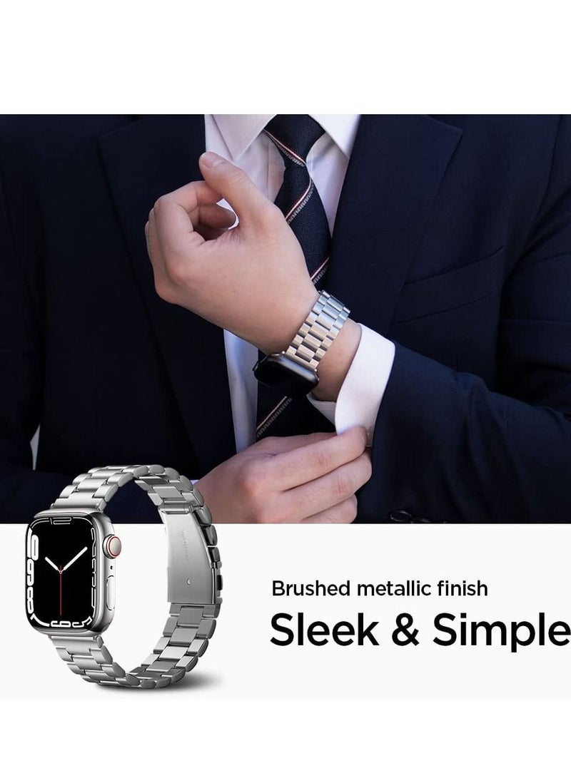 Phone Planet Modern Fit designed For Apple Watch Band for Apple Watch Ultra (49mm), Series 8/7 (45mm), Series SE2/6/SE/5/4 (44mm) and Series 3/2/1 (42mm) Metal Strap - Silver - Image 3