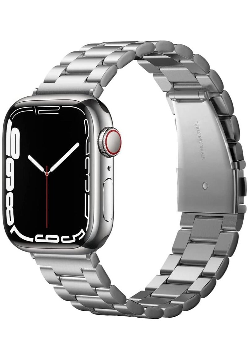 Phone Planet Modern Fit designed For Apple Watch Band for Apple Watch Ultra (49mm), Series 8/7 (45mm), Series SE2/6/SE/5/4 (44mm) and Series 3/2/1 (42mm) Metal Strap - Silver - Image 1