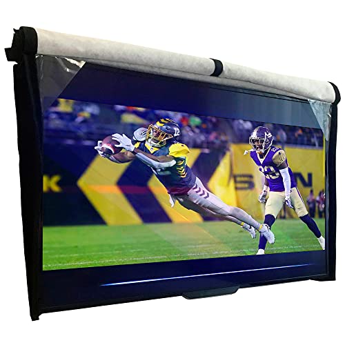 Bozzcovers Outdoor TV Cover 48, 49, 50 inch - WITH FRONT FLAP - Weatherproof, Waterproof protection, Soft Interior, With Bottom cover - Black - Image 1