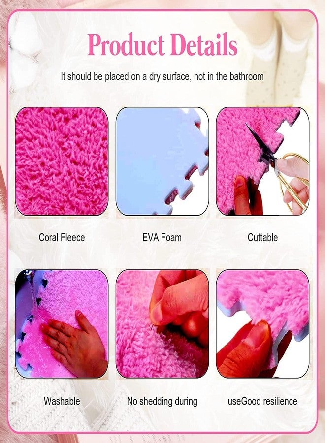 Nasmodo 10mm Kids mats for Floor Soft Plush Foam Babies Puzzle Interlocking Play mats for Crawling Playing Tile mat Carpet Rug for Infants and Toddlers (Rose Red, 10pcs) - Image 3