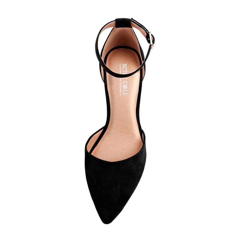BCTEX COLL Womens Pointed Toe Pumps Shoes Ankle Strap Chunky Low Heels Metal Lined Sandals Designed for Women(bla9) - Image 4