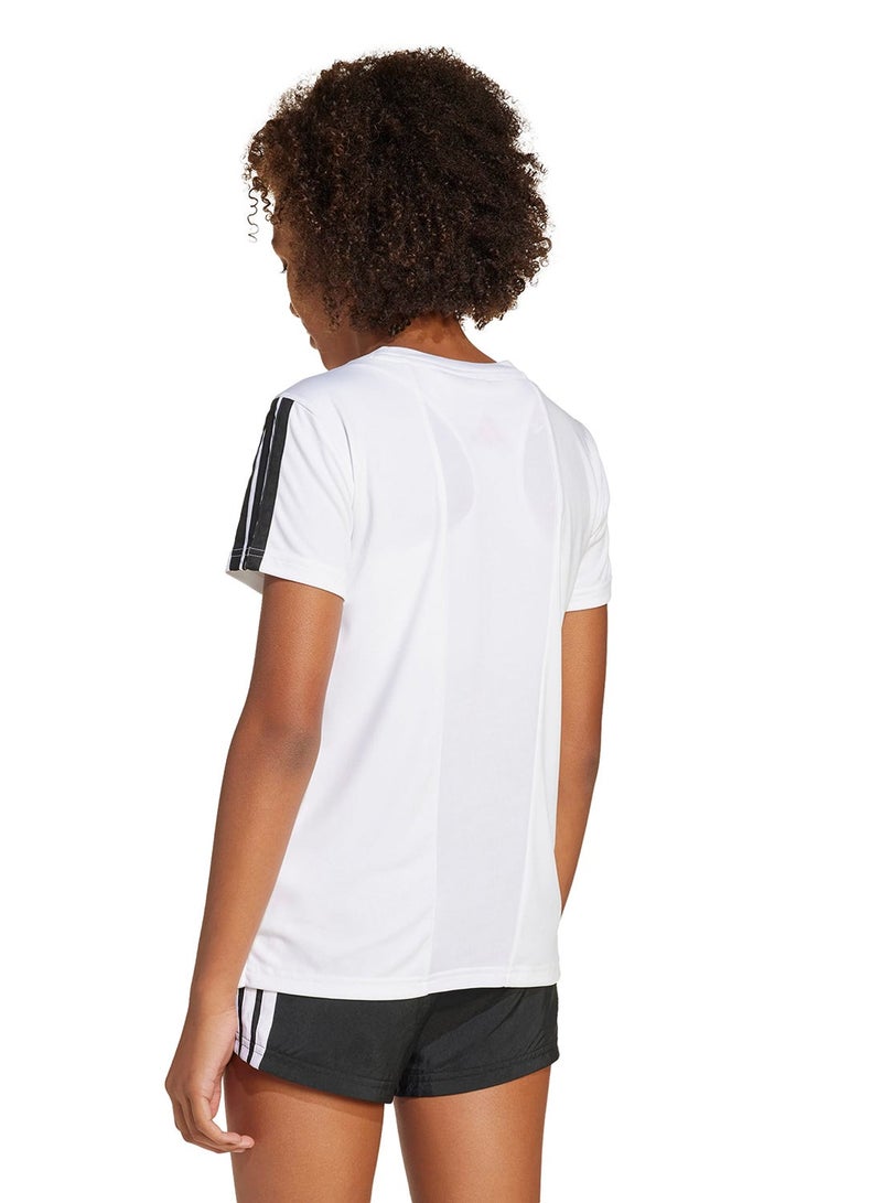 Adidas Youth Training Essential 3 Stripe T-Shirt - Image 2