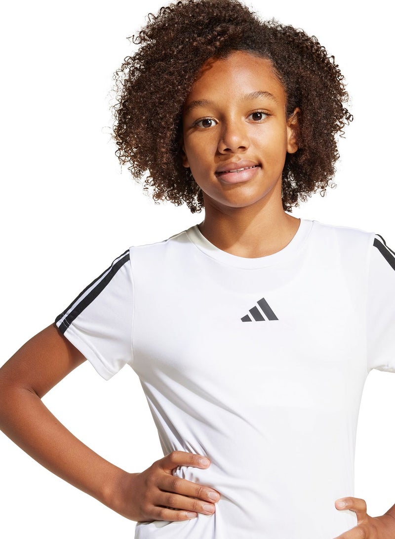 Adidas Youth Training Essential 3 Stripe T-Shirt - Image 3