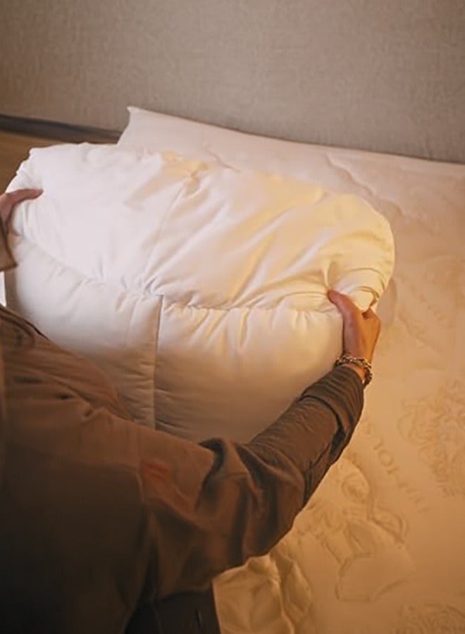 In-House Saving Package | Comforter Package Two Layers Microfiber Mattress Topper 14cm and 2 Hotel Pillows Size 75x50 cm - White - Image 4