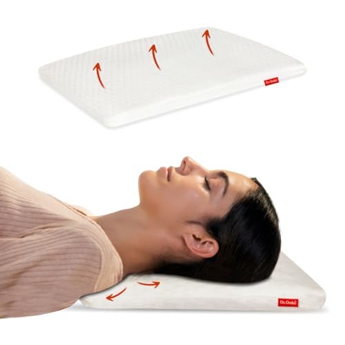 Dr. Ortho Dr.Ortho Orthopaedic Ultra Thin Memory Foam Pillow, Bed Pillow for Sleeping-Cervical Pillow for Neck & Shoulder Pain, Medium Firm - White (20" x 12.5" x 2") - Image 1