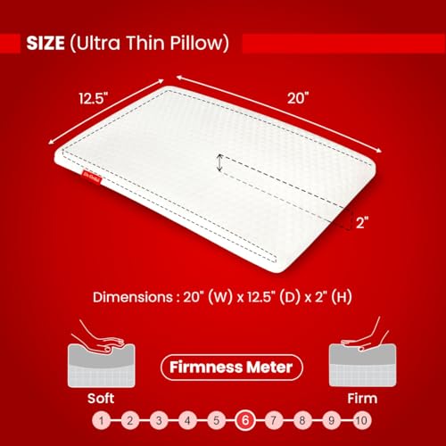 Dr. Ortho Dr.Ortho Orthopaedic Ultra Thin Memory Foam Pillow, Bed Pillow for Sleeping-Cervical Pillow for Neck & Shoulder Pain, Medium Firm - White (20" x 12.5" x 2") - Image 5