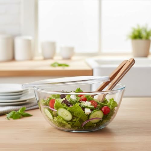 Femora Borosilicate Glass Mixing Bowl with Lid | 700ml | Serving Bowl, Kitchen, Oven & Microwave, Dishwasher and Freezer Safe, Scratch Resistant | Round | Transparent - Image 1
