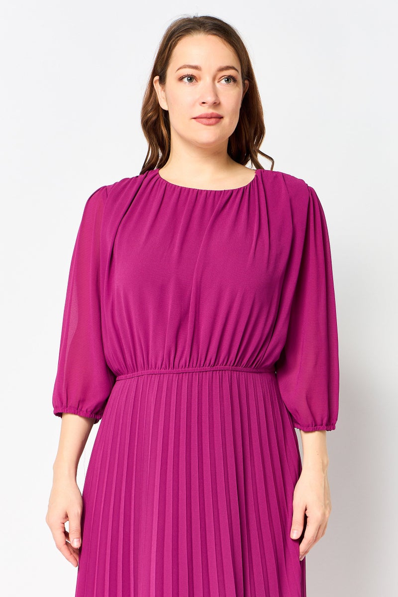 bebe Women Plain Midi Dress, Purple - Image 3