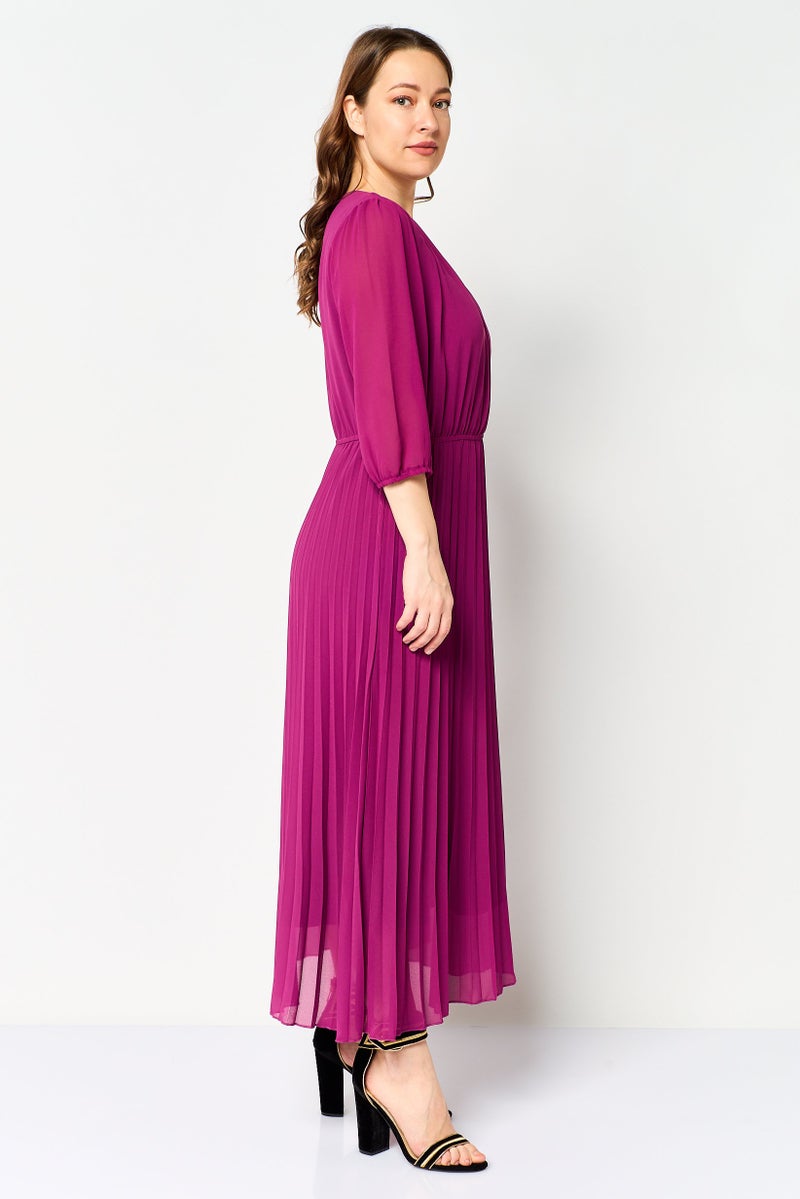 bebe Women Plain Midi Dress, Purple - Image 2