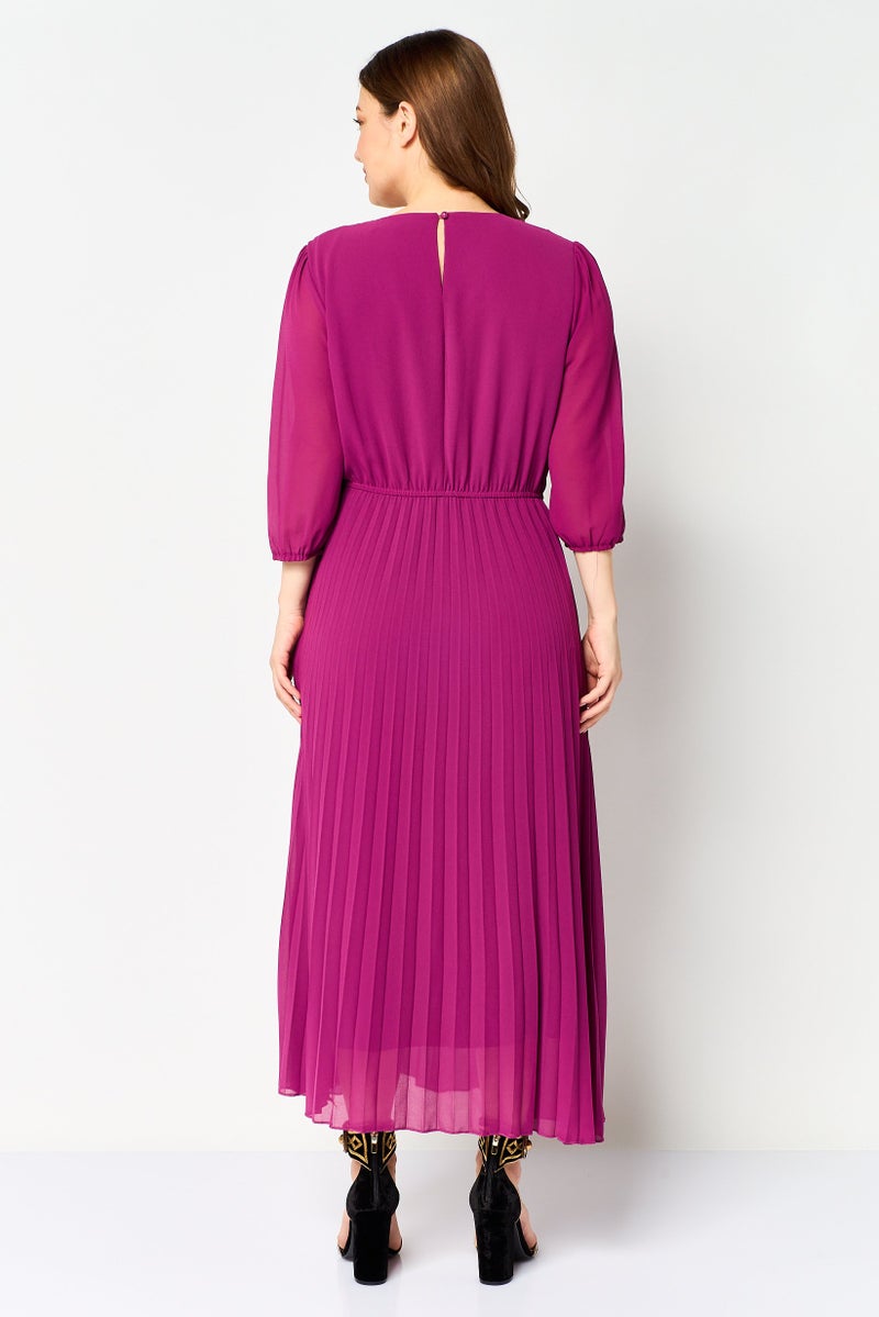 bebe Women Plain Midi Dress, Purple - Image 4