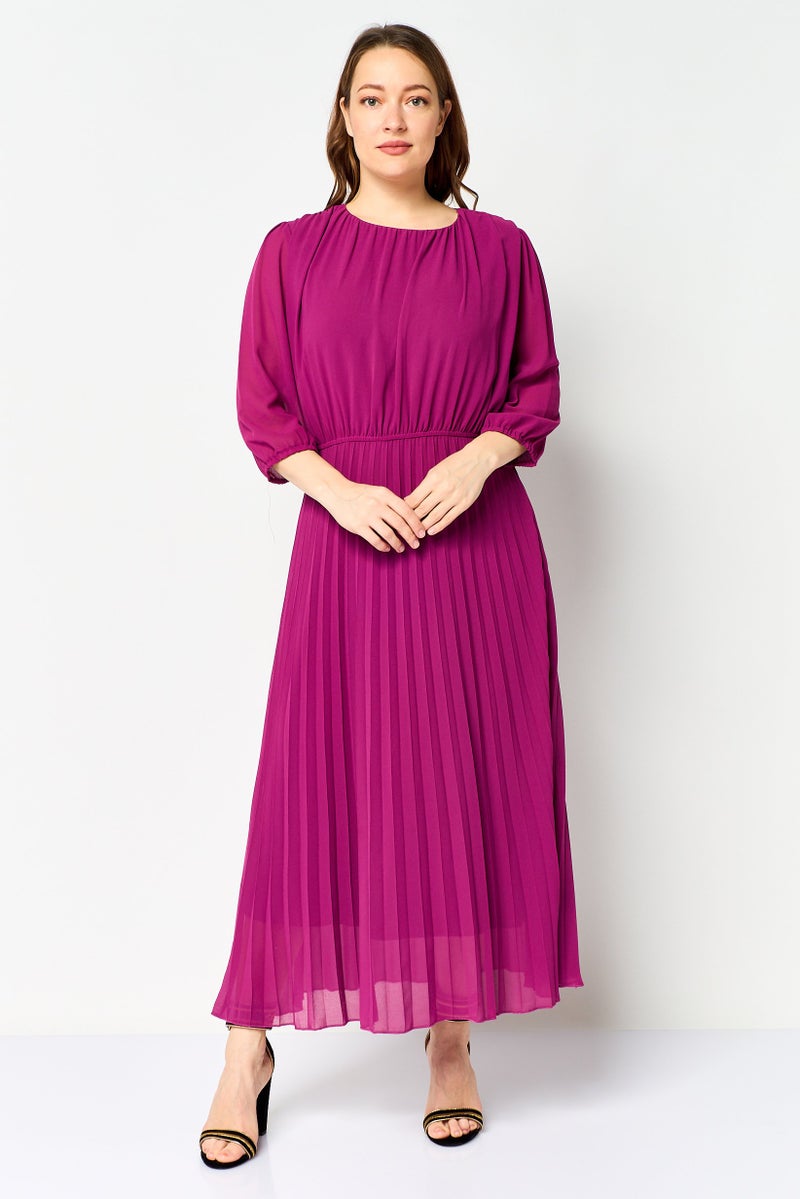 bebe Women Plain Midi Dress, Purple - Image 1