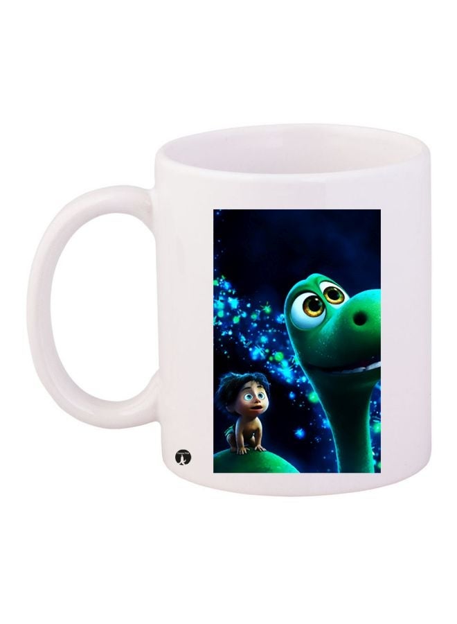 RYN Cartoon Printed Coffee Mug White/Green/Blue 11ounce