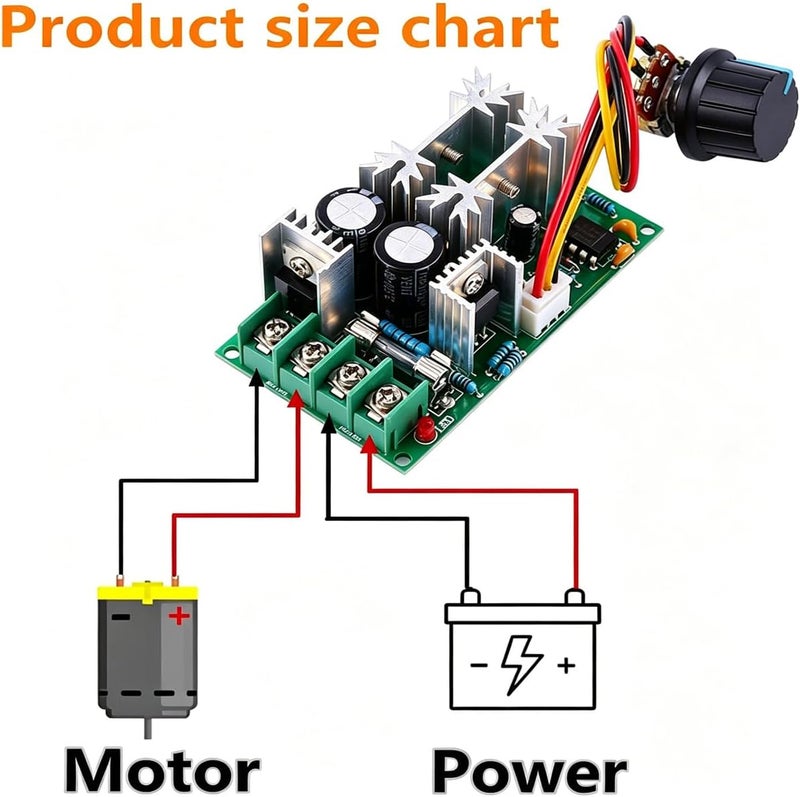 Gebildet وحدة تحكم محرك DC 12V 24V 36V 48V وحدة قيادة عالية الطاقة مع تحكم سرعة قابل للتعديل PWM حاكم إلكتروني مفتاح تنظيم 20A خافت LED فائق الصغر - Image 5