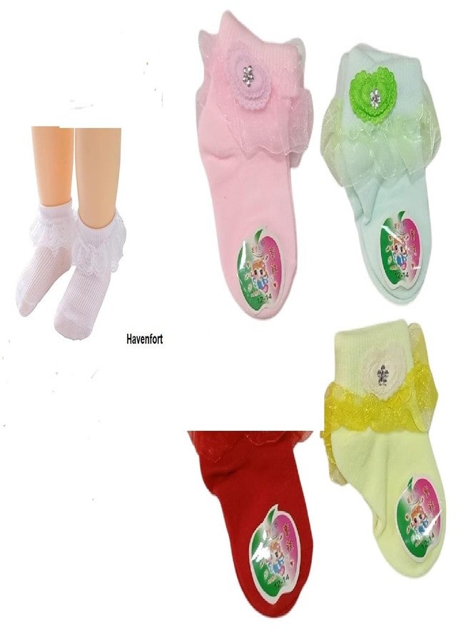 Havenfort Ankle Length Frill Socks for Babies, Made with Breathable, Combed Cotton, Ideal For All Day Wear (0-6 month to 24 month) (IN, Age, 18 Months, 24 Months, 4, multicolor) - Image 2