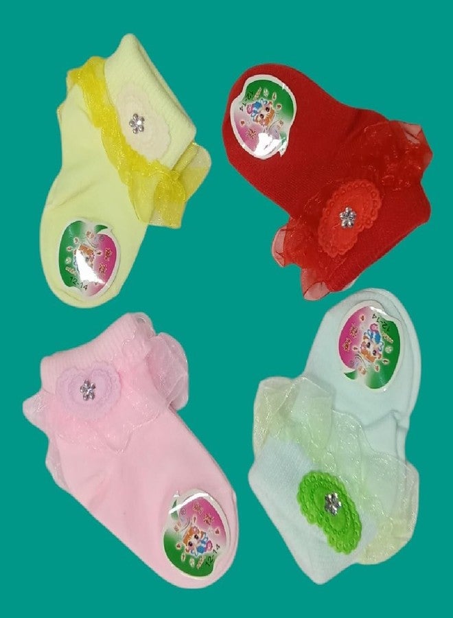 Havenfort Ankle Length Frill Socks for Babies, Made with Breathable, Combed Cotton, Ideal For All Day Wear (0-6 month to 24 month) (IN, Age, 18 Months, 24 Months, 4, multicolor) - Image 3