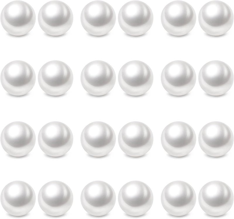 Charisma 8mm Composite Pearl Earrings Round Ball Pearls Stud Earrings Hypoallergenic 12 Pairs Imitation Pearl Earrings Set for Women - Image 1