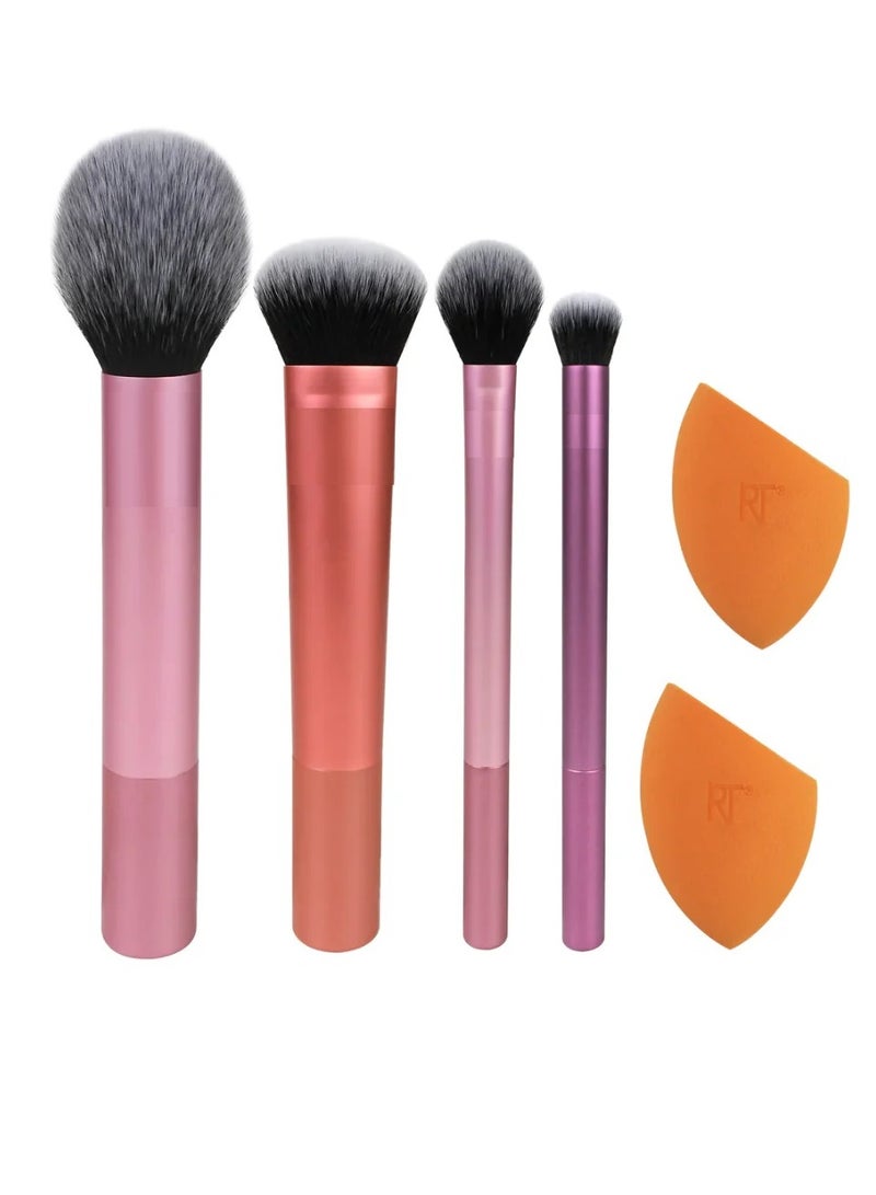 Makeup Brush Set with 6 Pics for foundation, eyeshadow, and concealer and 2 sponge blenders. - Image 1