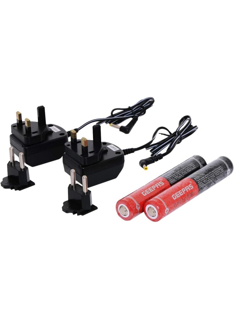 Geepas GFL4637 Rechargeable LED Flashlight, 3W, 2-Piece Set with Glow Rubber Grip, Portable Design, 3 Hours Working Time, Ideal for Camping & Emergency Use - Image 4