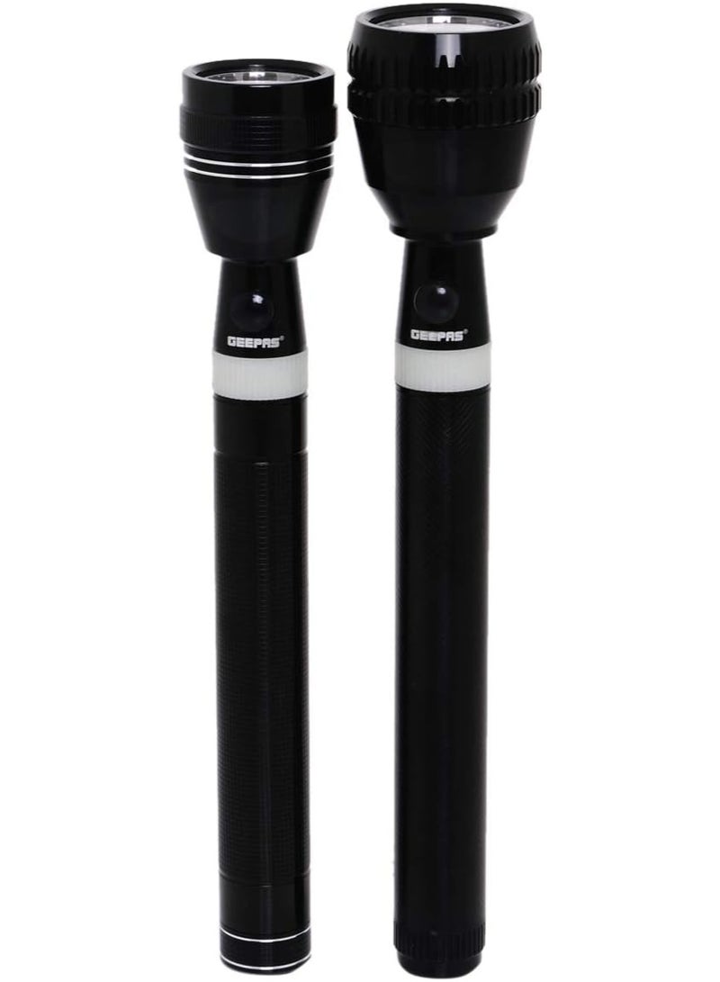 Geepas GFL4637 Rechargeable LED Flashlight, 3W, 2-Piece Set with Glow Rubber Grip, Portable Design, 3 Hours Working Time, Ideal for Camping & Emergency Use - Image 5