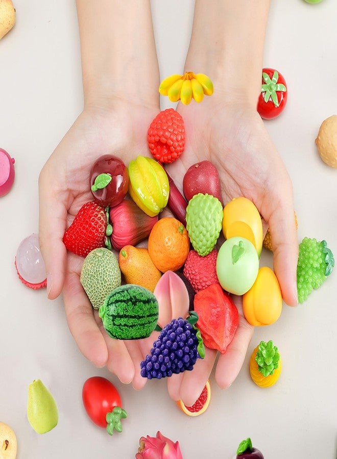 TTFdacai 40Pcs Mini Resin Fruit, Miniature Fruits Figures, Fake Pineapple Strawberry Banana Lemon Peach Fruit Decorations for Mini Home Kitchen, Garden, Holiday Decoration, Cake Decoration - Image 5