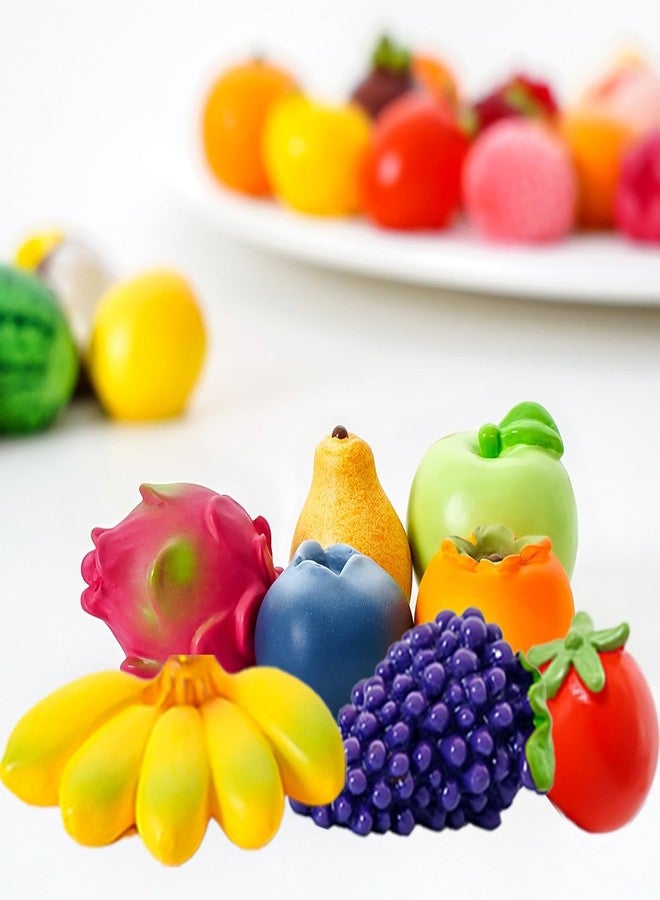 TTFdacai 40Pcs Mini Resin Fruit, Miniature Fruits Figures, Fake Pineapple Strawberry Banana Lemon Peach Fruit Decorations for Mini Home Kitchen, Garden, Holiday Decoration, Cake Decoration - Image 4