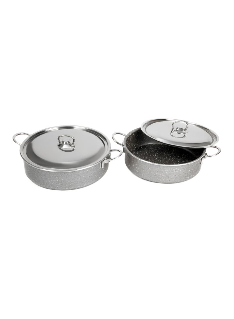LAZORD Granite Pro Sauté Pans Set of 2 pots Size 26, 28 Multicolor