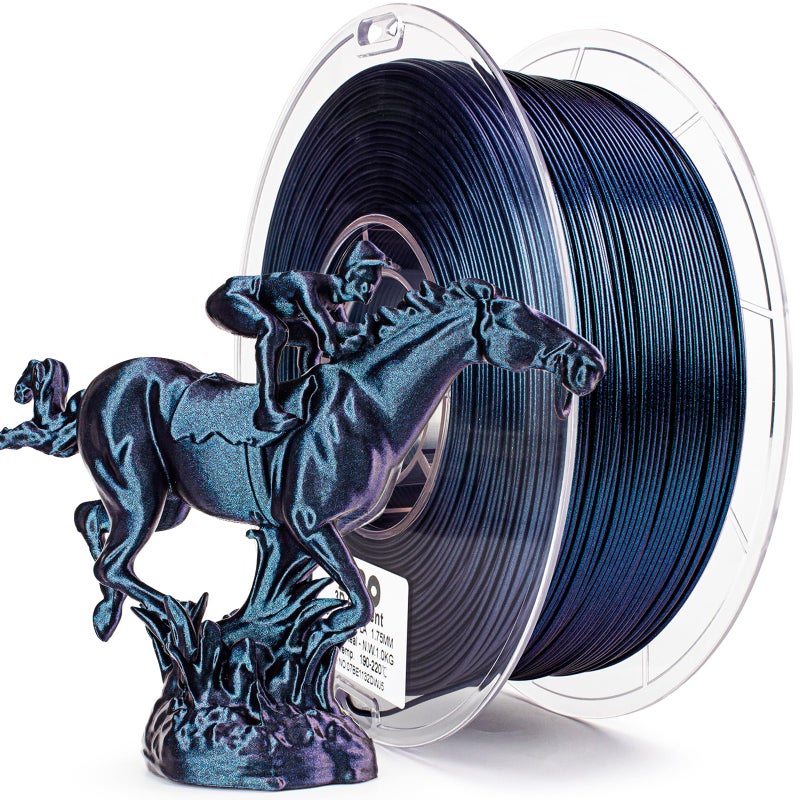 ZIRO Glitter PLA Filament 1.75mm, 3D Printer Filament Shiny Sparkle PLA, Chameleon Series 1KG/2.2lbs Spool, Super Twinkle Effect Material, Fit Most FDM 3D Printers, Peacock Teal Luster - Image 1