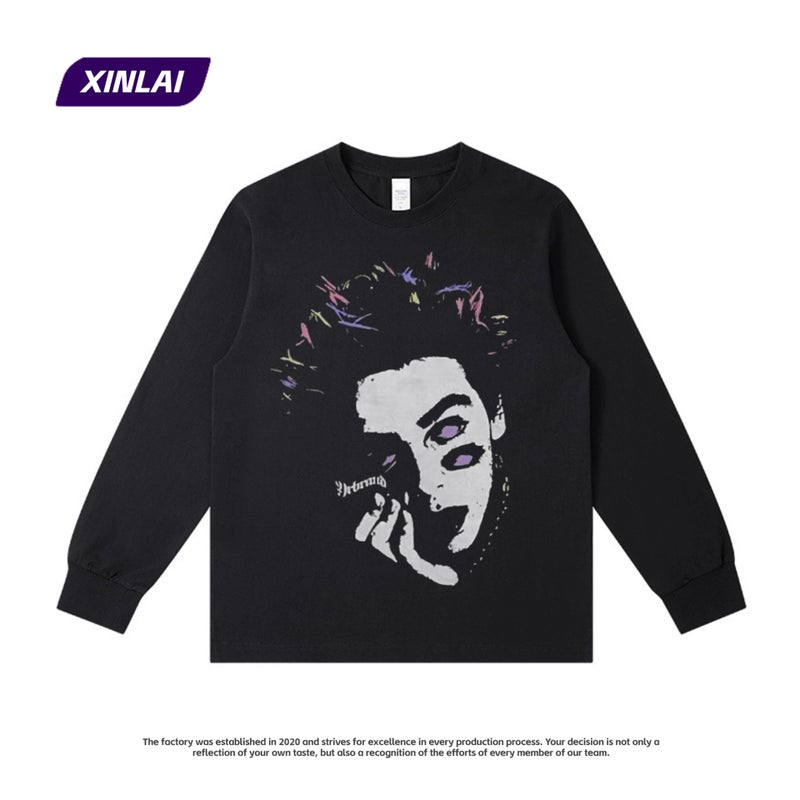 American fashion brand dark vintage printed short sleeve T-shirt men's and women's summer loose round neck half sleeve oversize fashion - Image 4