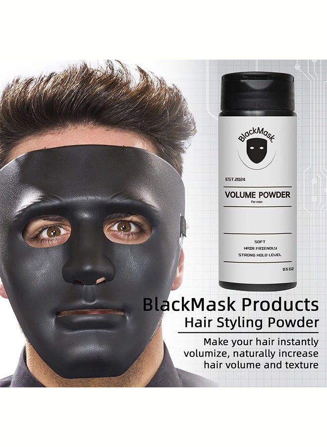 بلاك ماسك بودرة تكثيف الشعر BlackMask للرجال، سهلة التطبيق، تضيف نسيجًا وحجمًا فورًا، مكونات طبيعية بالكامل، بودرة تثبيت شعر قوية للرجال، 100 جرام - Image 1