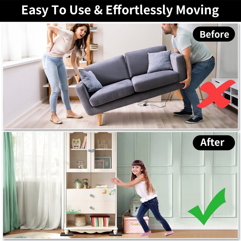 Ezprotekt 8 Pcs 5"" Square Felt Furniture Movers Sliders For Hardwood Floors Reusable Felt Furniture Moving Pads Sliders For Moving Heavy Bed Fridge Sofa Cabinet Couch Move Item Easily And Quickly (Beige) - Image 5
