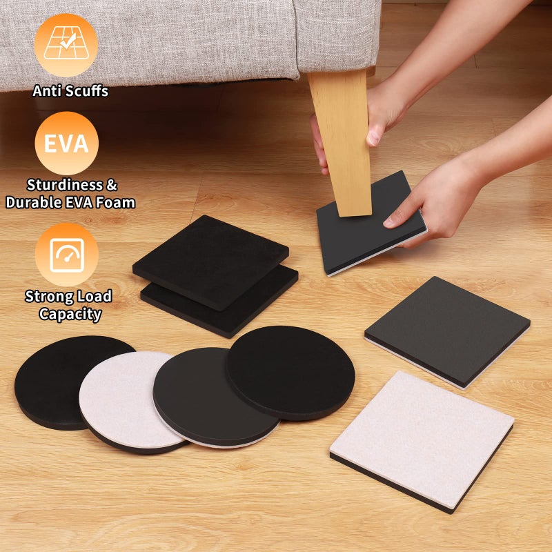 Ezprotekt 8 Pcs 5"" Square Felt Furniture Movers Sliders For Hardwood Floors Reusable Felt Furniture Moving Pads Sliders For Moving Heavy Bed Fridge Sofa Cabinet Couch Move Item Easily And Quickly (Beige) - Image 3