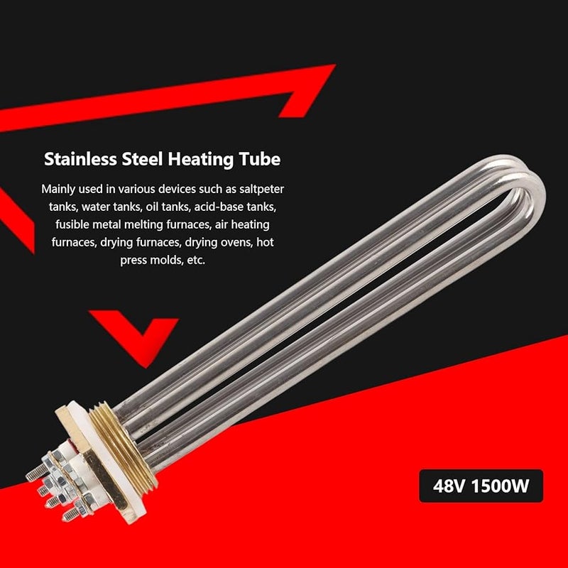 أنبوب تسخين من الفولاذ المقاوم للصدأ 48 فولت 1500 واط بخيط نحاسي لغلايات المياه ومعدات المطابخ - Image 1