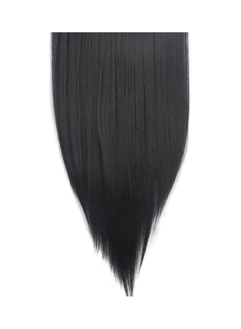 Estelle 7Pcs 16 Clips 24 Inches Thick Curly Straight Full Head Clip in on Double Weft Hair Extensions Dark Black - Straight - Image 4